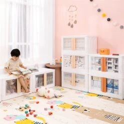 Hanamya 32 Liter Folding And Stackable Containers In White/Cream (Set Of 2) -Cymax Sales 2655467 9 L