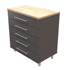 Inval 5-Drawer Garage Storage Cabinet In Dark Gray/Maple -Cymax Sales 2659436 7 L