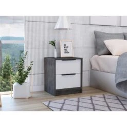 Home Square 2-Piece Set With Nightstand And Shoe Rack With Mirror -Cymax Sales 2659979 6 L