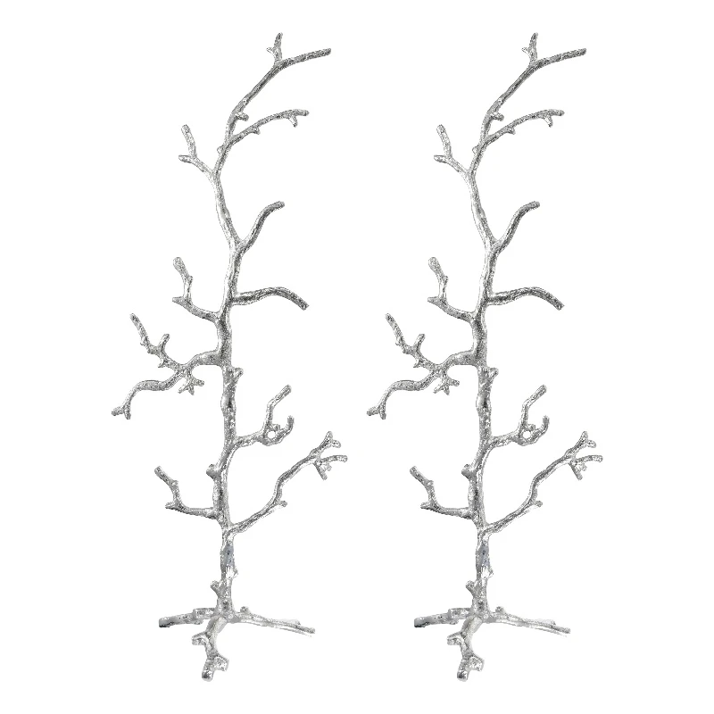 Jewelry Hanging Racks Aluminum Tree Inspired Accent Silver Finish Set Of 2 1 Jewelry Hanging Racks Aluminum Tree Inspired Accent Silver Finish Set Of 2