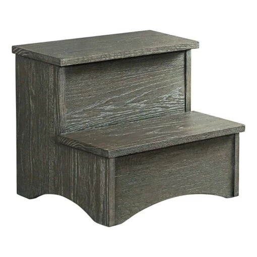 Intercon Furniture Oak Park Bedroom Traditional Wood Step Stool In Pewter -Cymax Sales 2668716 2 L