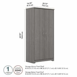 Pemberly Row Tall Bathroom Storage Cabinet In Modern Gray - Engineered Wood -Cymax Sales 2685244 4 L