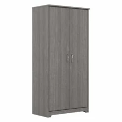 Pemberly Row Tall Bathroom Storage Cabinet In Modern Gray - Engineered Wood
