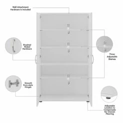 Pemberly Row Tall Garage Storage Cabinet In White - Engineered Wood -Cymax Sales 2685300 5 L