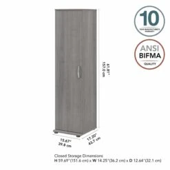Pemberly Row Narrow Linen Tower With Door In Platinum Gray - Engineered Wood -Cymax Sales 2685339 9 L