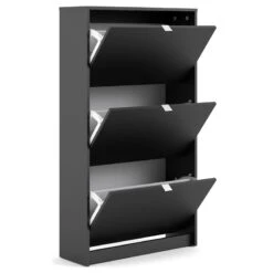 Home Square 2-Piece Set With Shoe Cabinet & 3 Drawer Shoe Cabinet In Black Matte -Cymax Sales 2685516 8 L