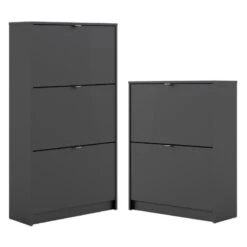 Home Square 2-Piece Set With Shoe Cabinet & 3 Drawer Shoe Cabinet In Black Matte