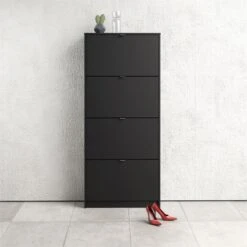 Home Square 2-Piece Set With Shoe Cabinet & 4 Drawer Shoe Cabinet In Black Matte -Cymax Sales 2685517 14 L