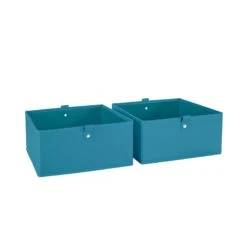 Kids 2pc 10.5in. W X 5in. H Folding Storage Bin Set - Turquoise -Cymax Sales 2690462 3 L