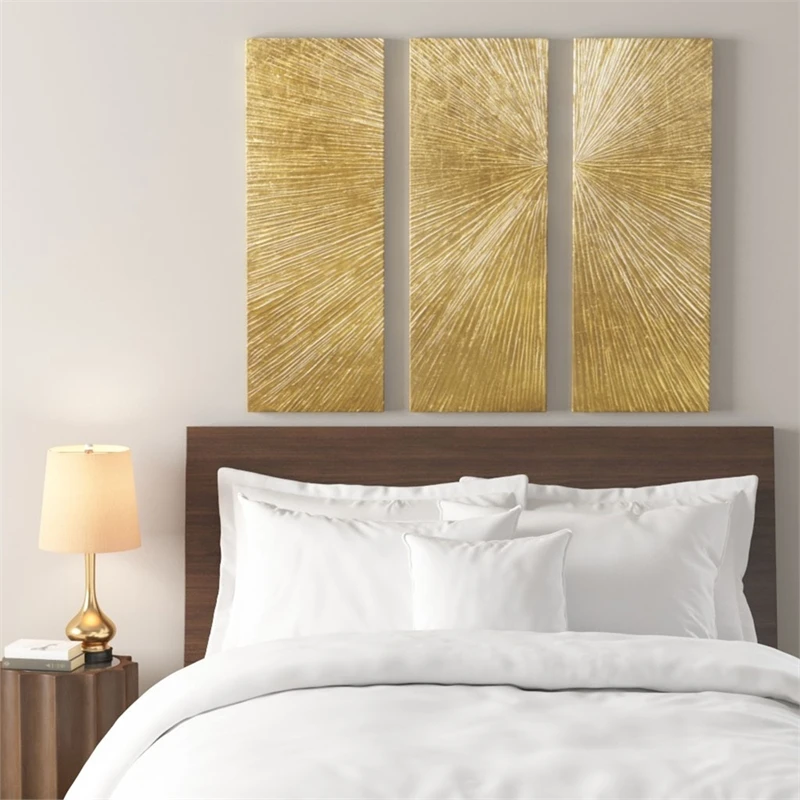 Madison Park Signature Sunburst Metallic Gold HandPainted Wall Decor 3 Piece Set 7 Madison Park Signature Sunburst Metallic Gold HandPainted Wall Decor 3 Piece Set - Image 7