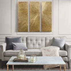 Madison Park Signature Sunburst Metallic Gold HandPainted Wall Decor 3 Piece Set 14 Madison Park Signature Sunburst Metallic Gold HandPainted Wall Decor 3 Piece Set -Cymax Sales 2690865 L