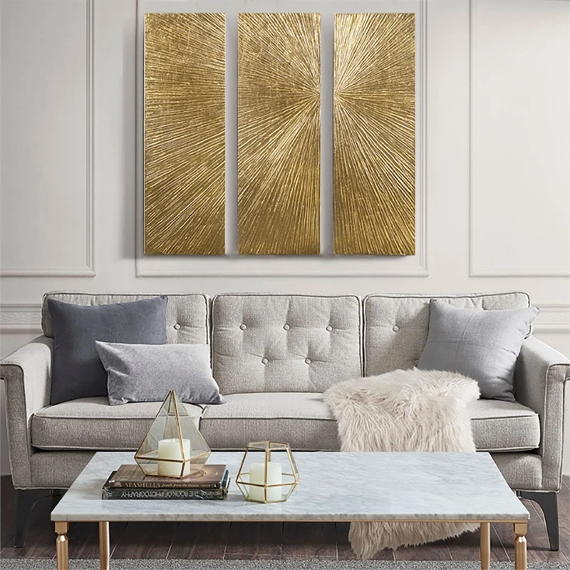 Madison Park Signature Sunburst Metallic Gold HandPainted Wall Decor 3 Piece Set 5 Madison Park Signature Sunburst Metallic Gold HandPainted Wall Decor 3 Piece Set - Image 5