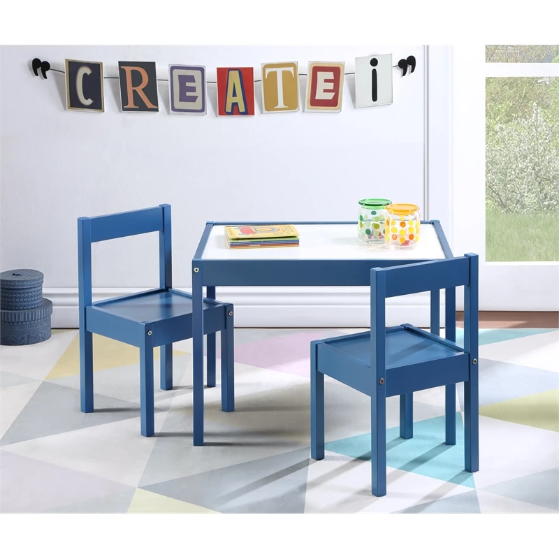 Pemberly Row 3-Piece Wood Dry Erase Kids Table & Chair Set In Gray 9 Pemberly Row 3-Piece Wood Dry Erase Kids Table & Chair Set In Gray - Image 9