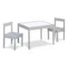 Pemberly Row 3-Piece Wood Dry Erase Kids Table & Chair Set In Gray