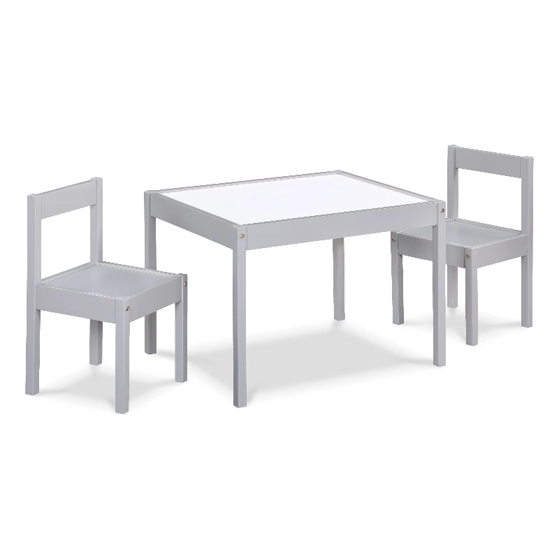 Pemberly Row 3-Piece Wood Dry Erase Kids Table & Chair Set In Gray 1 Pemberly Row 3-Piece Wood Dry Erase Kids Table & Chair Set In Gray