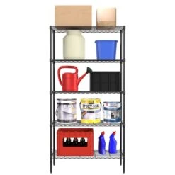 Furniture Of America Stada 4-Tier Metal Shelf With Adjustable Height In Black -Cymax Sales 2728307 3 L