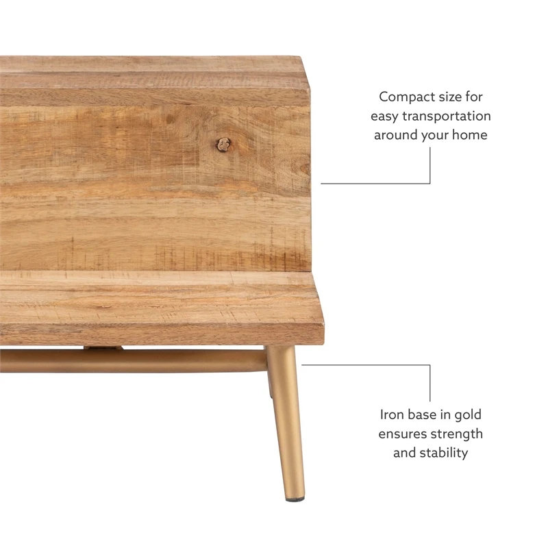 Bowery Hill Modern / Contemporary Wood And Iron Bed Step Stool In Gold 13 Bowery Hill Modern / Contemporary Wood And Iron Bed Step Stool In Gold - Image 13