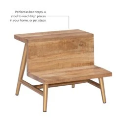 Bowery Hill Modern / Contemporary Wood And Iron Bed Step Stool In Gold 30 Bowery Hill Modern / Contemporary Wood And Iron Bed Step Stool In Gold -Cymax Sales 2732161 28 L