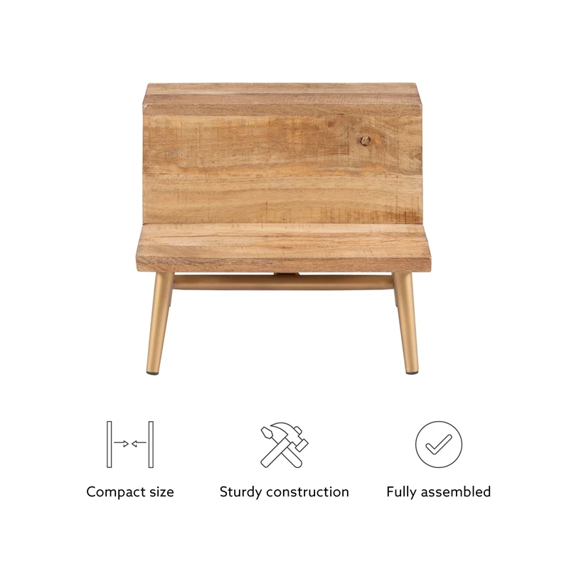 Bowery Hill Modern / Contemporary Wood And Iron Bed Step Stool In Gold 16 Bowery Hill Modern / Contemporary Wood And Iron Bed Step Stool In Gold - Image 16