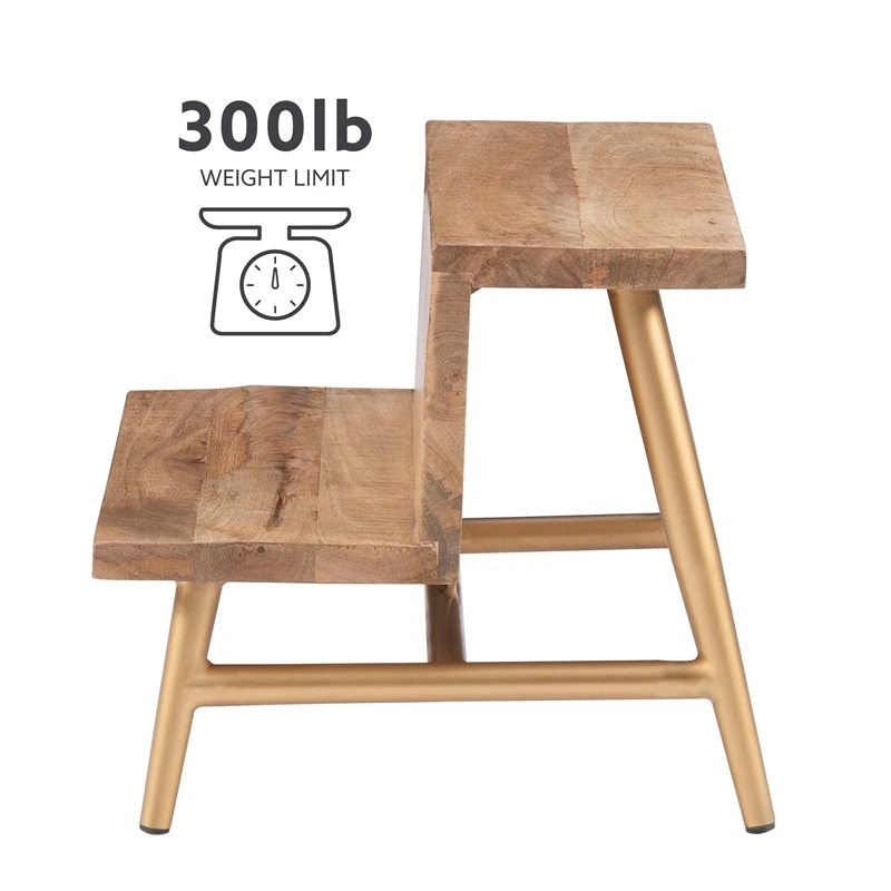 Bowery Hill Modern / Contemporary Wood And Iron Bed Step Stool In Gold 17 Bowery Hill Modern / Contemporary Wood And Iron Bed Step Stool In Gold - Image 17