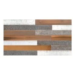 HomeRoots '5" X 48" Thermo Treated Brown White And Gray Wood Plank Large Set