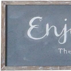 'HomeRoots '23" Distressed Gray Faux Concrete Enjoy The Little Things Wall Decor -Cymax Sales 2734186 3 L