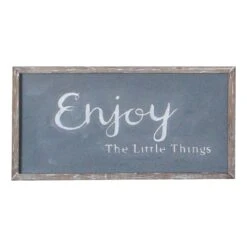'HomeRoots '23" Distressed Gray Faux Concrete Enjoy The Little Things Wall Decor