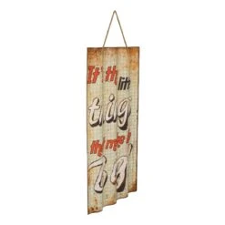 'HomeRoots '32" Distressed Metal And Rope Little Things Hanging Wall Decor