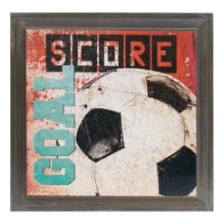 'HomeRoots '15" Rustic Soccer Score Framed Wall Decor