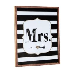 'HomeRoots 'Black And White Handcrafted And Rustic Mrs Wall Decor -Cymax Sales 2734190 1 L