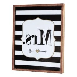 'HomeRoots 'Black And White Handcrafted And Rustic Mrs Wall Decor