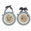 2 Piece Glass Plate Design Wall Decor With Ribbon Hanging Gray And Clear