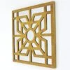 Mirrored Wall Decor With Wooden Floral Overlay On Top Gold And Silver
