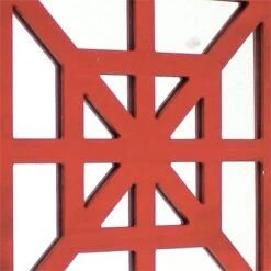 Wooden Wall Decor With Concentric Square Design On Top Red And Silver -Cymax Sales 2735672 2 L