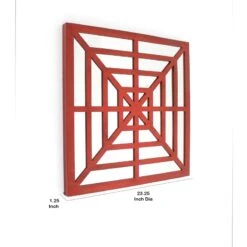 Wooden Wall Decor With Concentric Square Design On Top Red And Silver -Cymax Sales 2735672 8 L