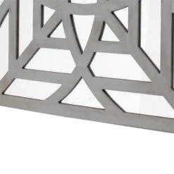 23 X 23 Mirrored Wall Decor With Geometric Wood Cut Out Gray -Cymax Sales 2735673 4 L
