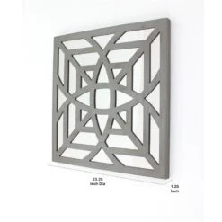 23 X 23 Mirrored Wall Decor With Geometric Wood Cut Out Gray -Cymax Sales 2735673 5 L