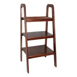 3 Tier Wooden Storage Ladder Stand With Open Back And Sides Brown