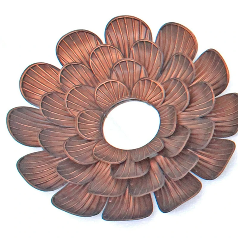 Blooming Metal Flower Wall Decor Mirror Set Of 3 Copper 4 Blooming Metal Flower Wall Decor Mirror Set Of 3 Copper - Image 4
