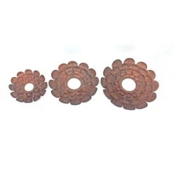 Blooming Metal Flower Wall Decor Mirror Set Of 3 Copper