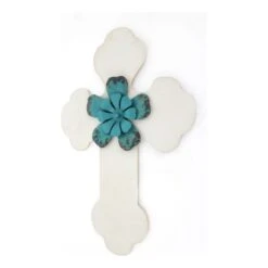 Rustic Wooden Cross Wall Decor White
