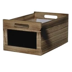 Chalkboard Inserted Wooden Storage Box With Cutout Handles Set Of 4 Brown -Cymax Sales 2737143 6 L