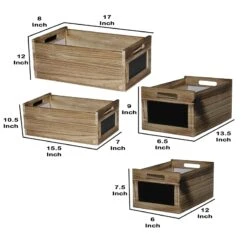 Chalkboard Inserted Wooden Storage Box With Cutout Handles Set Of 4 Brown -Cymax Sales 2737143 9 L
