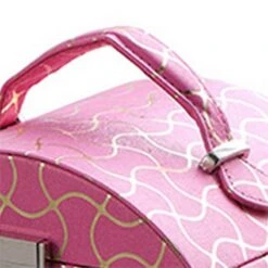 Travel Jewelry Case With 2 Drawer Storage And Wavy Textured Pattern Pink -Cymax Sales 2737823 6 L