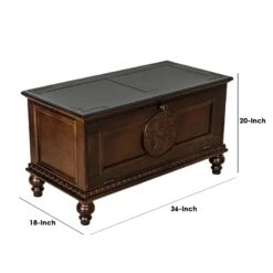 Accent Chest With Drop Down Storage And Carved Details Brown -Cymax Sales 2737946 4 L