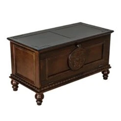Accent Chest With Drop Down Storage And Carved Details Brown