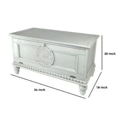 Accent Chest With Drop Down Storage And Carved Details White -Cymax Sales 2737947 4 L