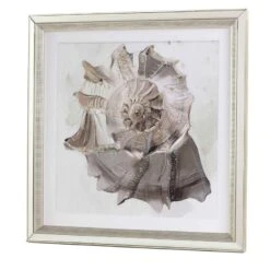Wall Art With Acrylic Mirrored Frame And Painted Conch Silver
