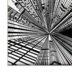 Wall Art With Painted Multiple Buildings And Metal Frame Black -Cymax Sales 2737974 3 L