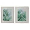 Wall Art With Painted Tropical Leaves Set Of 2 Gray And Green